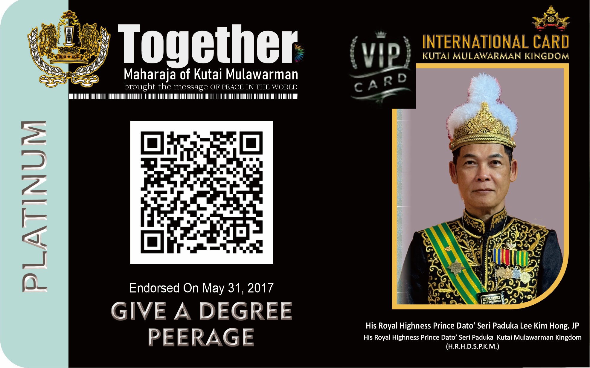 His Royal Highness Prince Dato' Seri Paduka Lee Kim Hong. JP